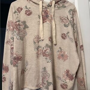 Maurices Floral Hoodie - Cream and Pink